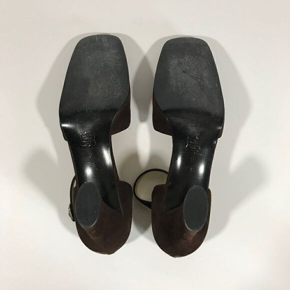 Vintage Kasper Brown Suede Oval Heel wAnkle Strap - Picture 7 of 7